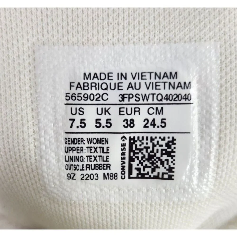 Converse CTAS Lugged Hi Womens 7.5 White Canvas Platform Sneakers Shoes 565902C